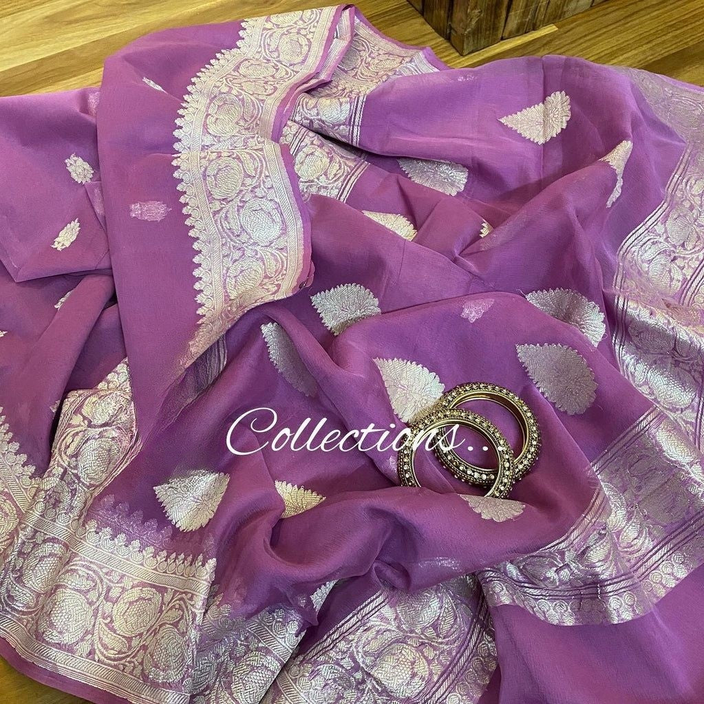 Pure Georgette Handloom Banarasi Saree