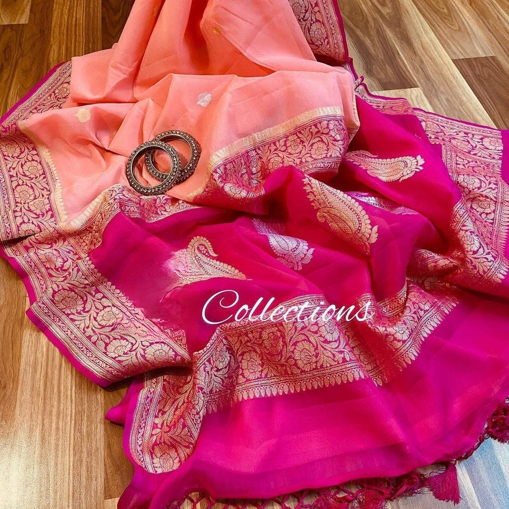 Pure Georgette Handloom Banarasi Saree