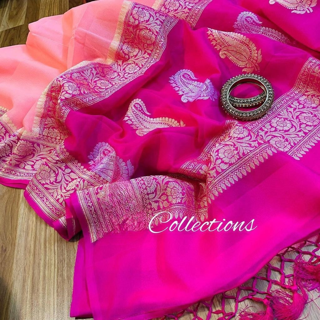 Pure Georgette Handloom Banarasi Saree