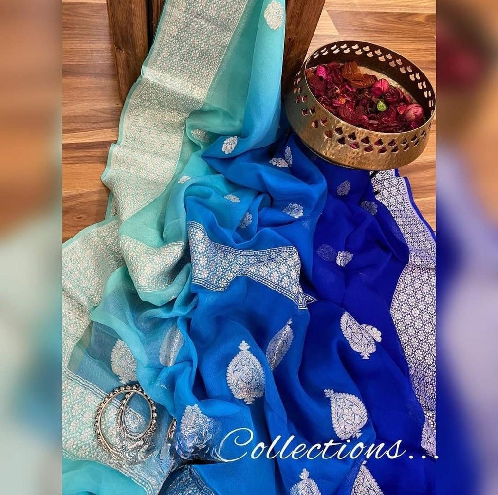 Pure Georgette Handloom Banarasi Saree