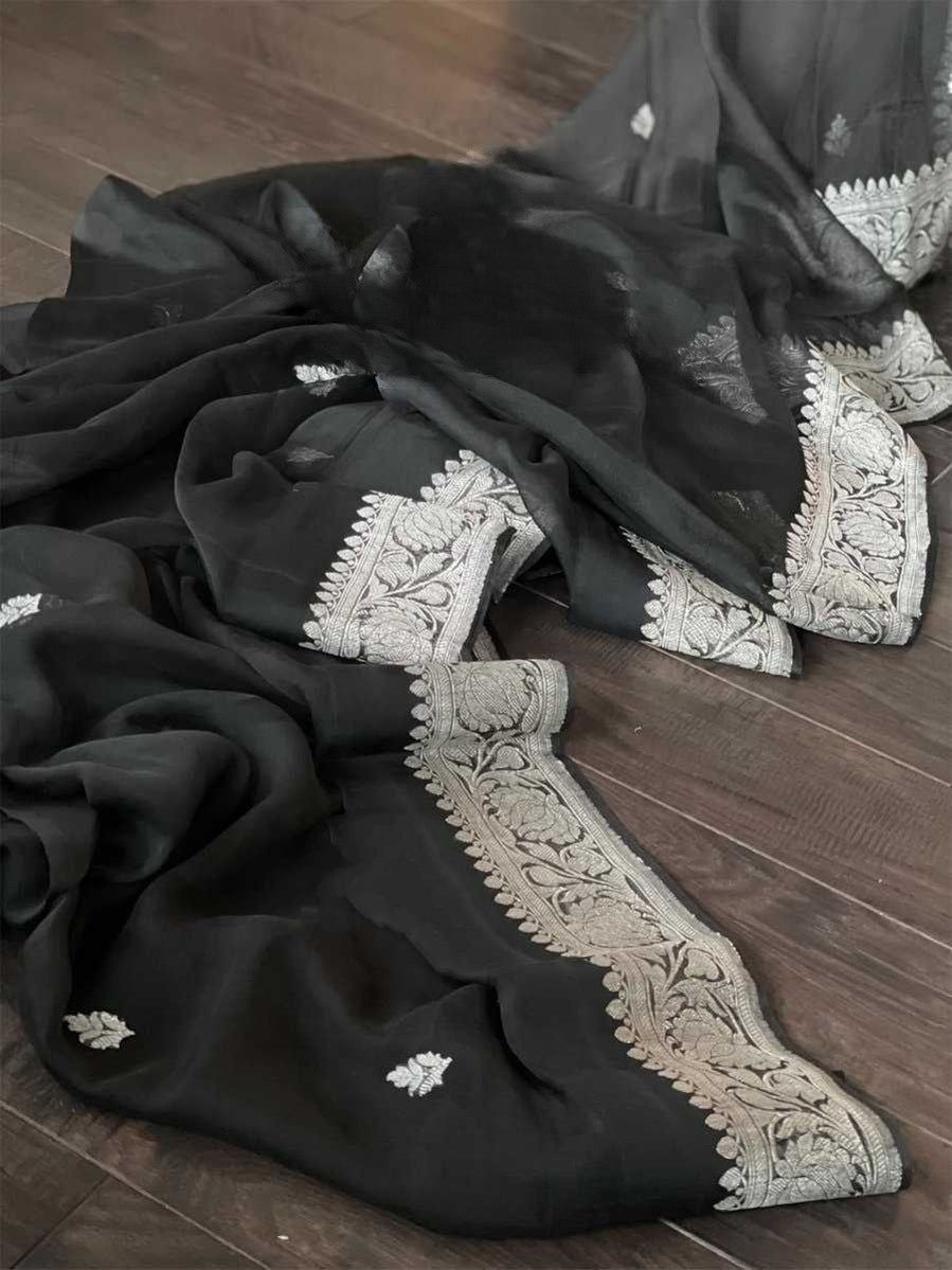 Pure Georgette Handloom Banarasi Saree