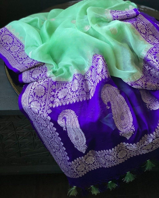 Pure Georgette Handloom Banarasi Saree