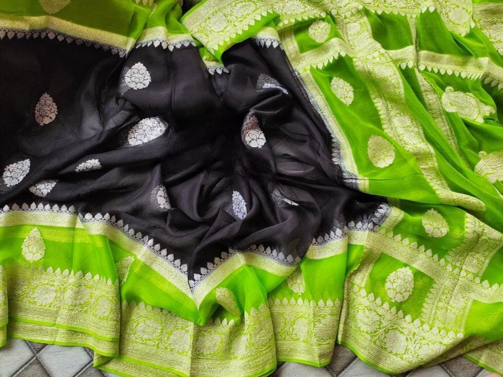 Pure Georgette Handloom Banarasi Saree