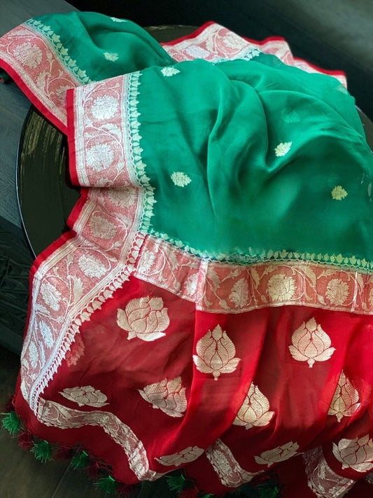 Pure Georgette Handloom Banarasi Saree