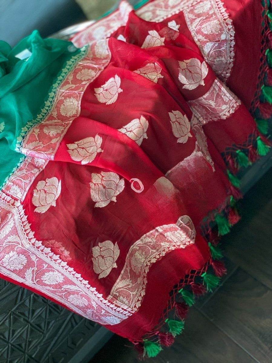 Pure Georgette Handloom Banarasi Saree