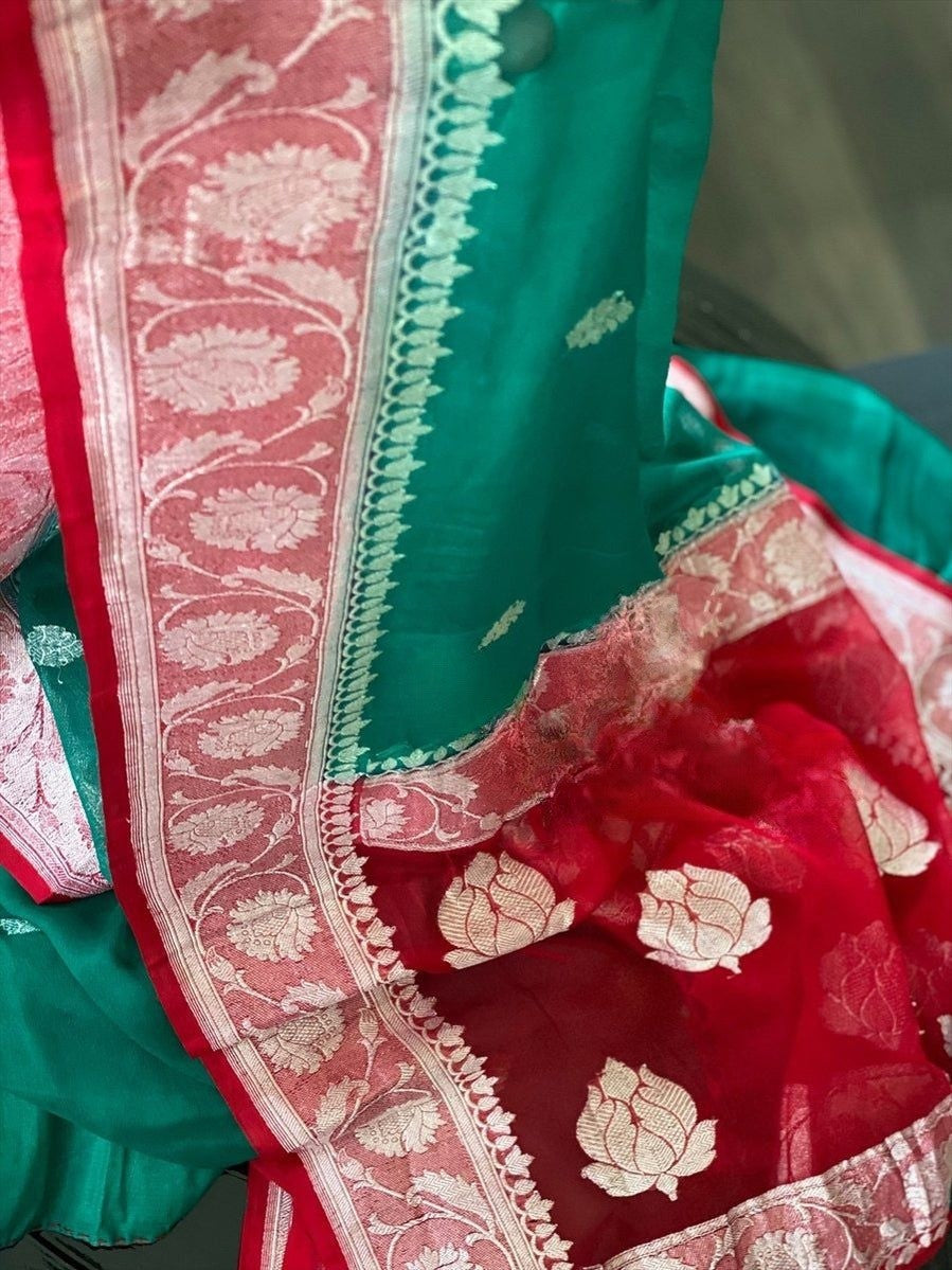 Pure Georgette Handloom Banarasi Saree