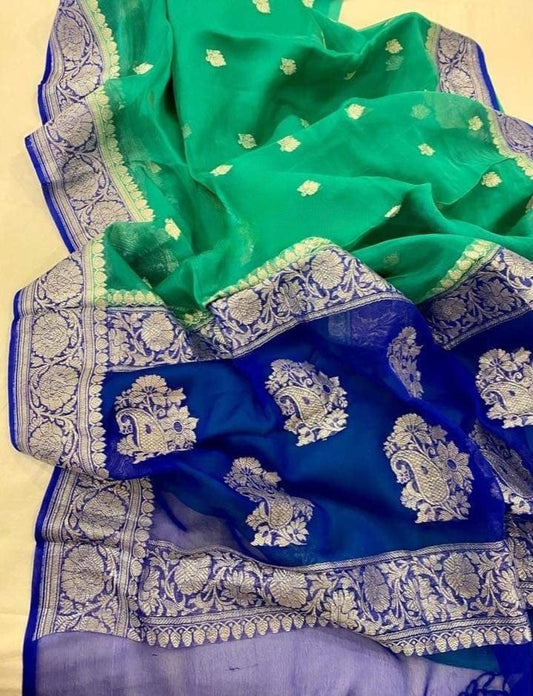 Pure Georgette Handloom Banarasi Saree