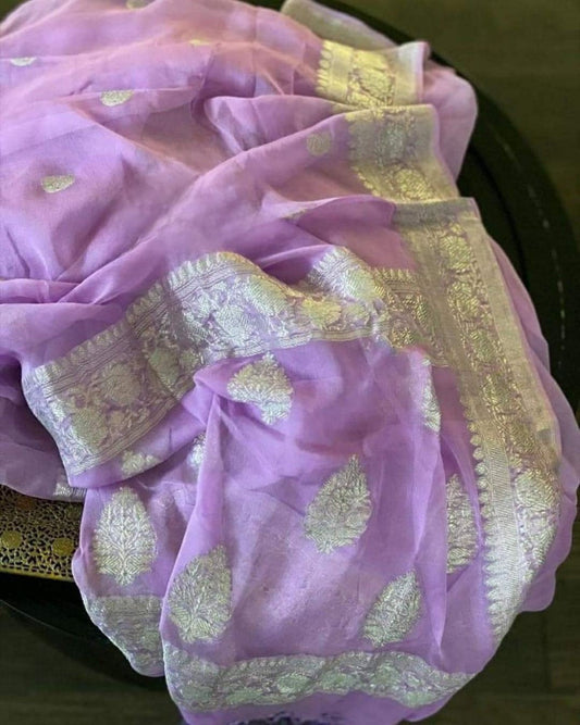 Pure Georgette Handloom Banarasi Saree