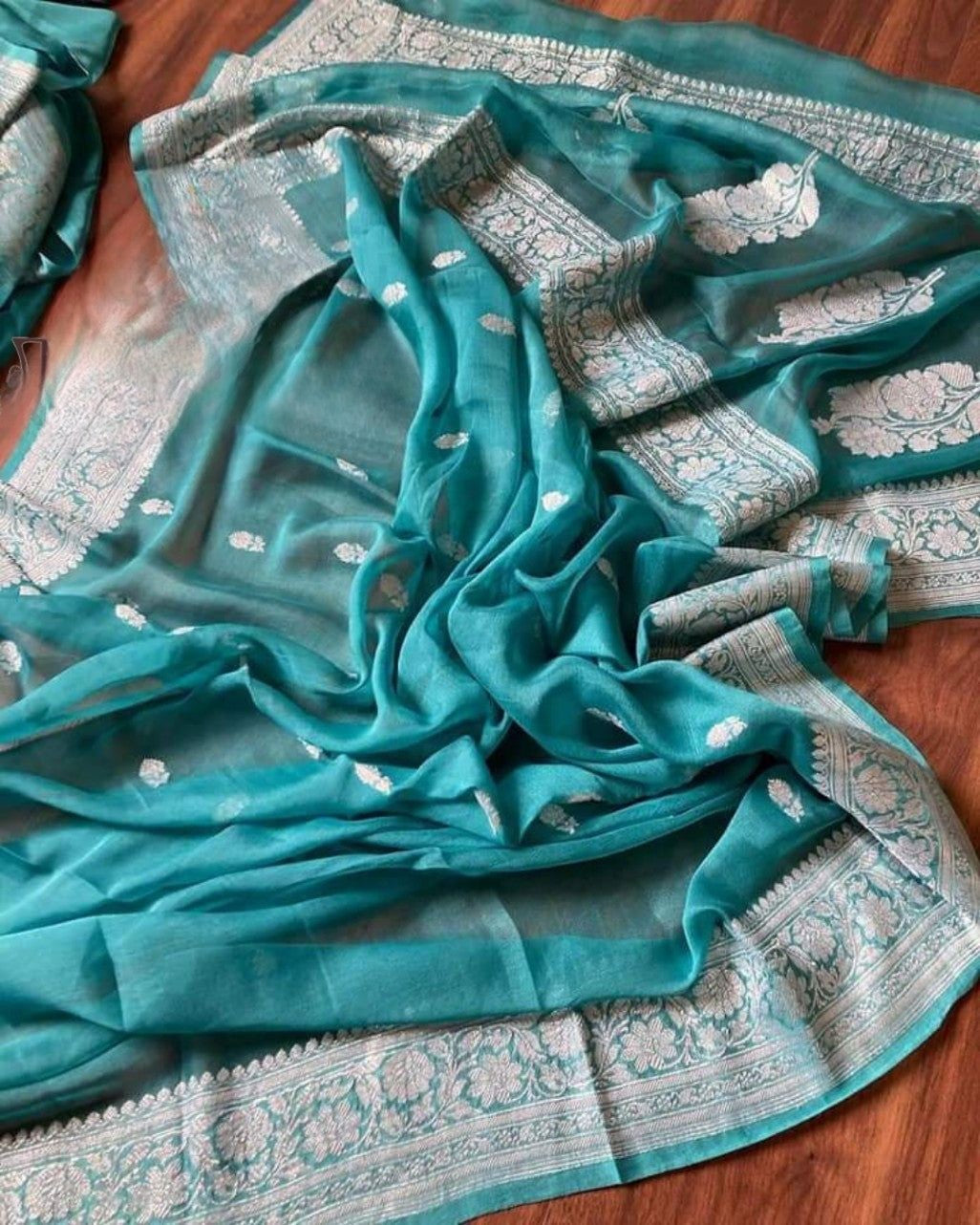 Pure Georgette Handloom Banarasi Saree