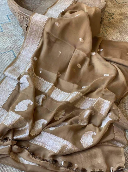 Pure Georgette Handloom Banarasi Saree