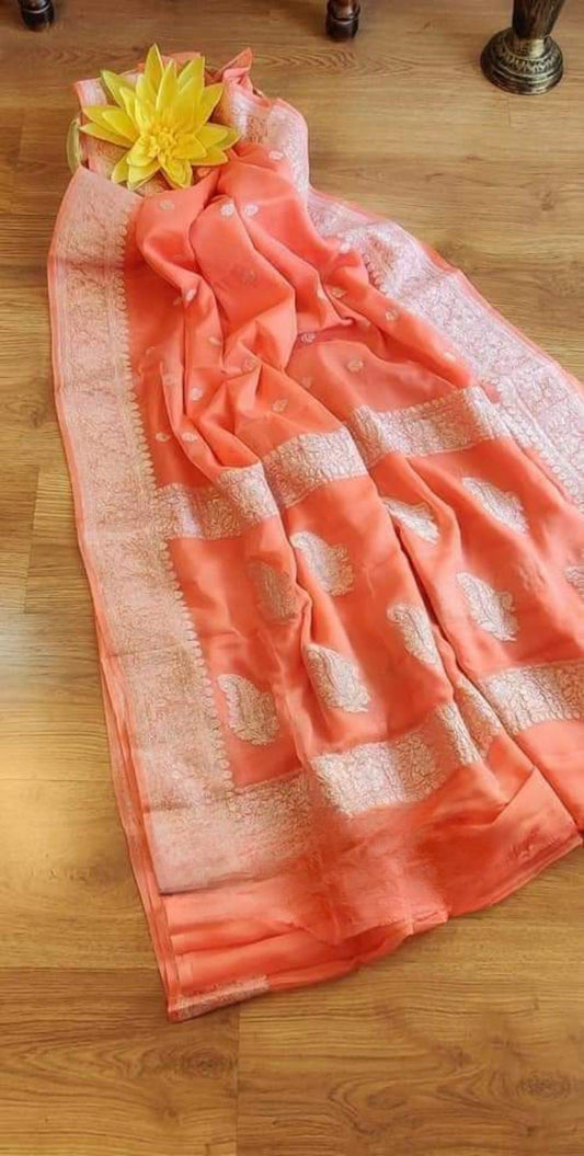 Pure Georgette Handloom Banarasi Saree