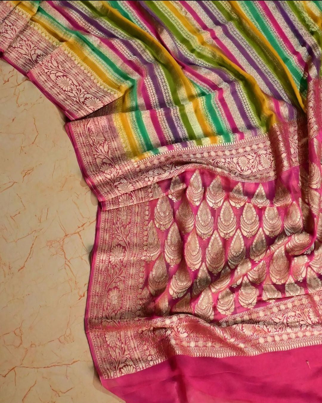 Khaddi Georgette Handloom Banarasi Saree