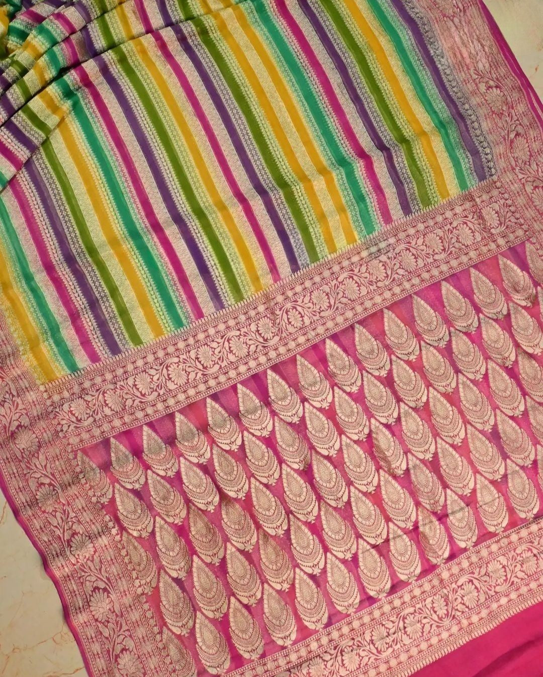 Khaddi Georgette Handloom Banarasi Saree