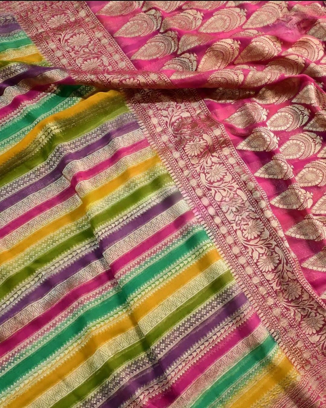 Khaddi Georgette Handloom Banarasi Saree