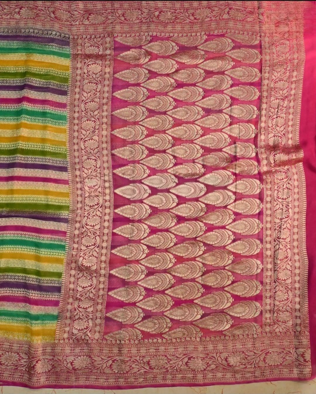 Khaddi Georgette Handloom Banarasi Saree