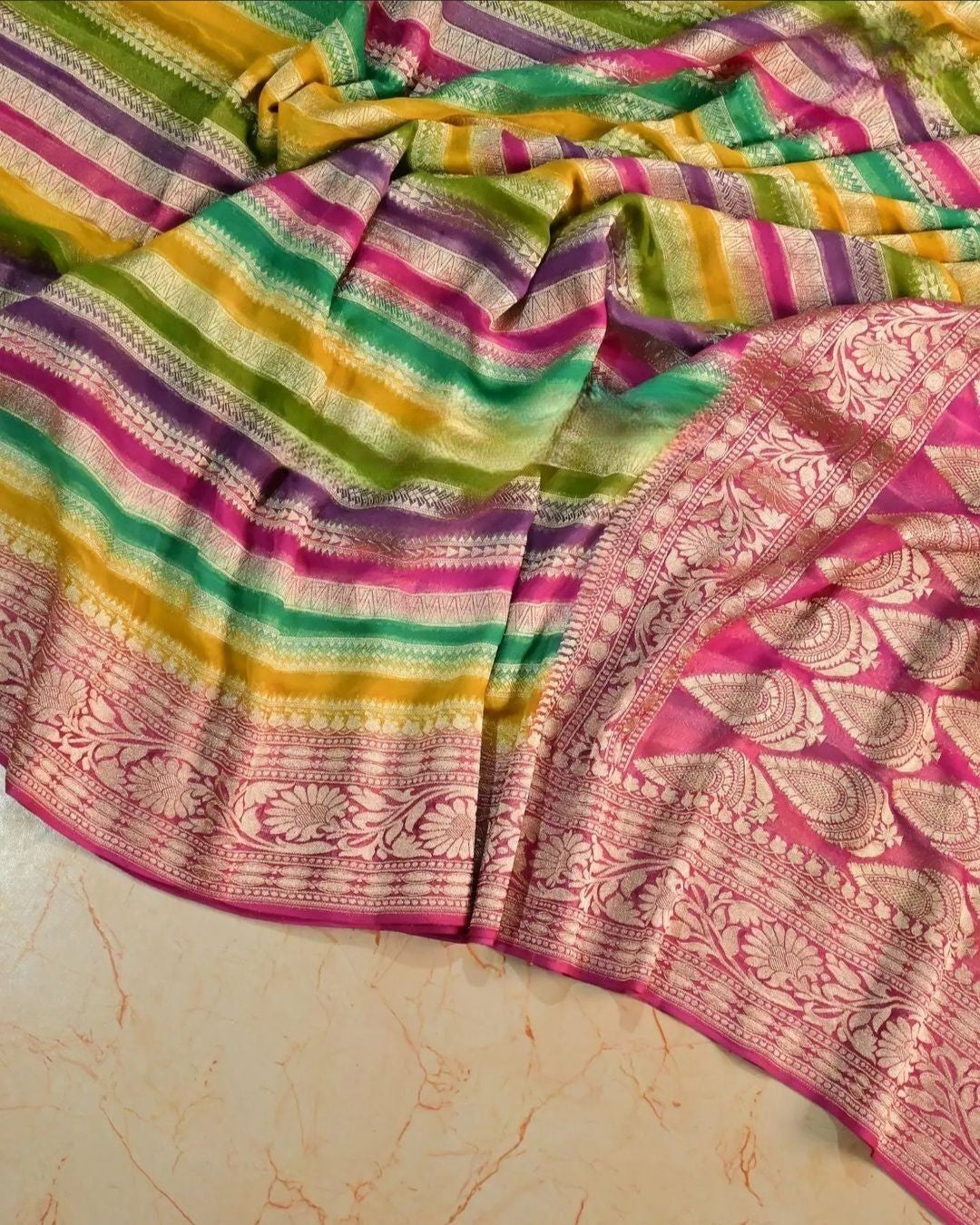 Khaddi Georgette Handloom Banarasi Saree