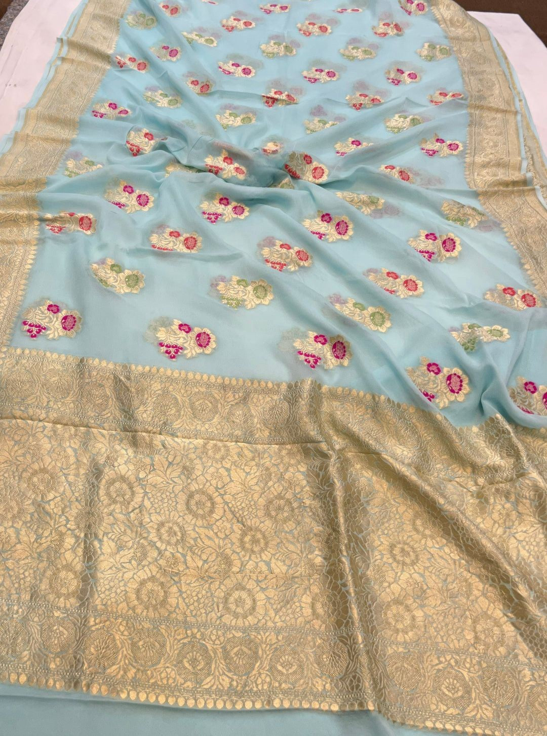 Khaddi Georgette Handloom Banarasi Saree