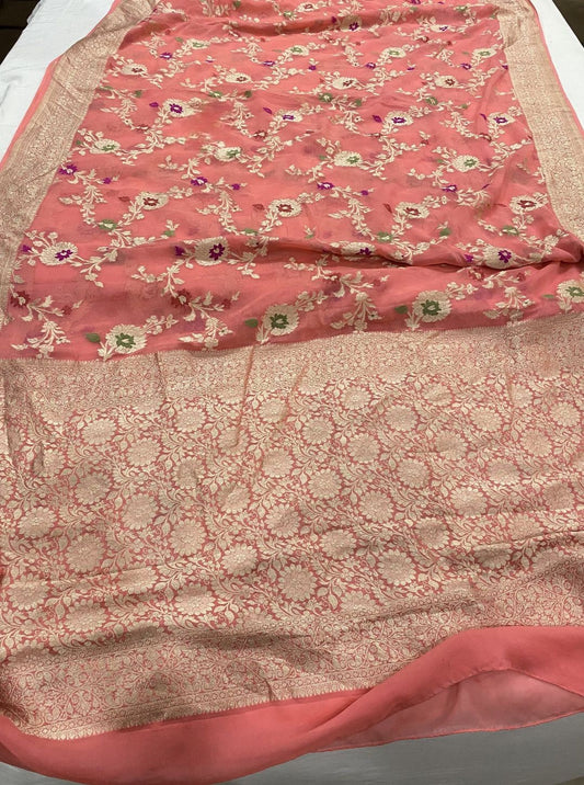 Khaddi Georgette Handloom Banarasi Saree