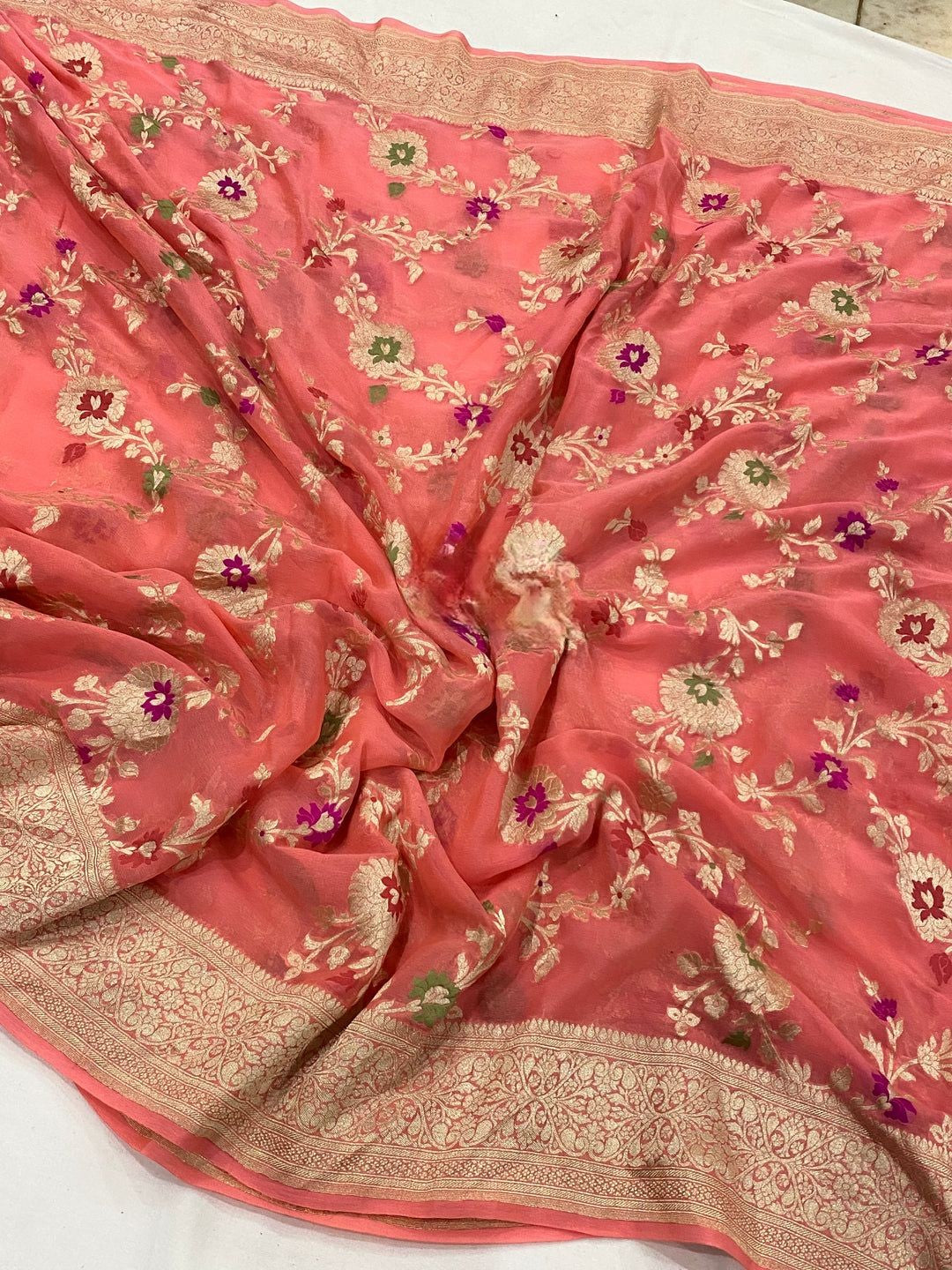 Khaddi Georgette Handloom Banarasi Saree