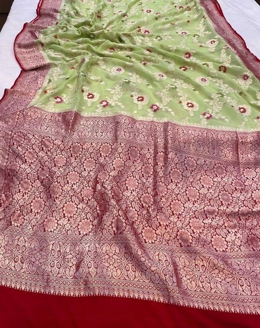 Khaddi Georgette Handloom Banarasi Saree