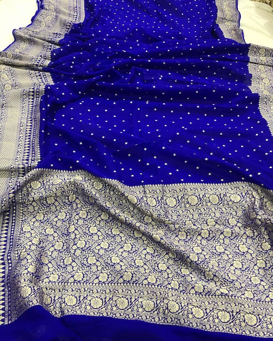 Khaddi Georgette Banarasi Saree - Gold zari