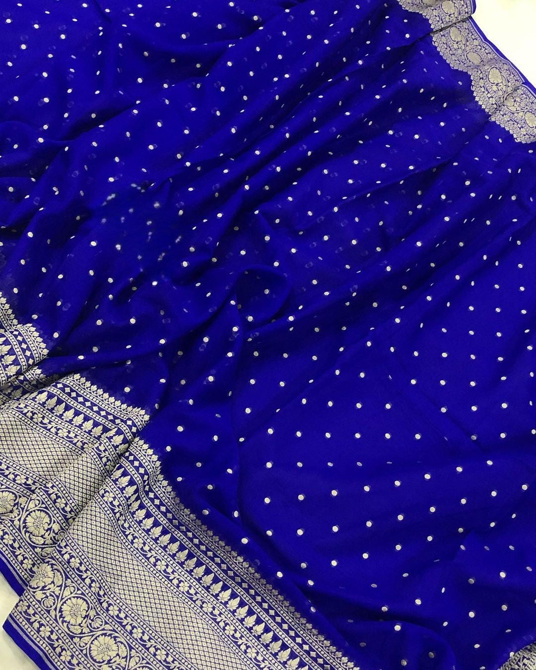 Khaddi Georgette Banarasi Saree - Gold zari
