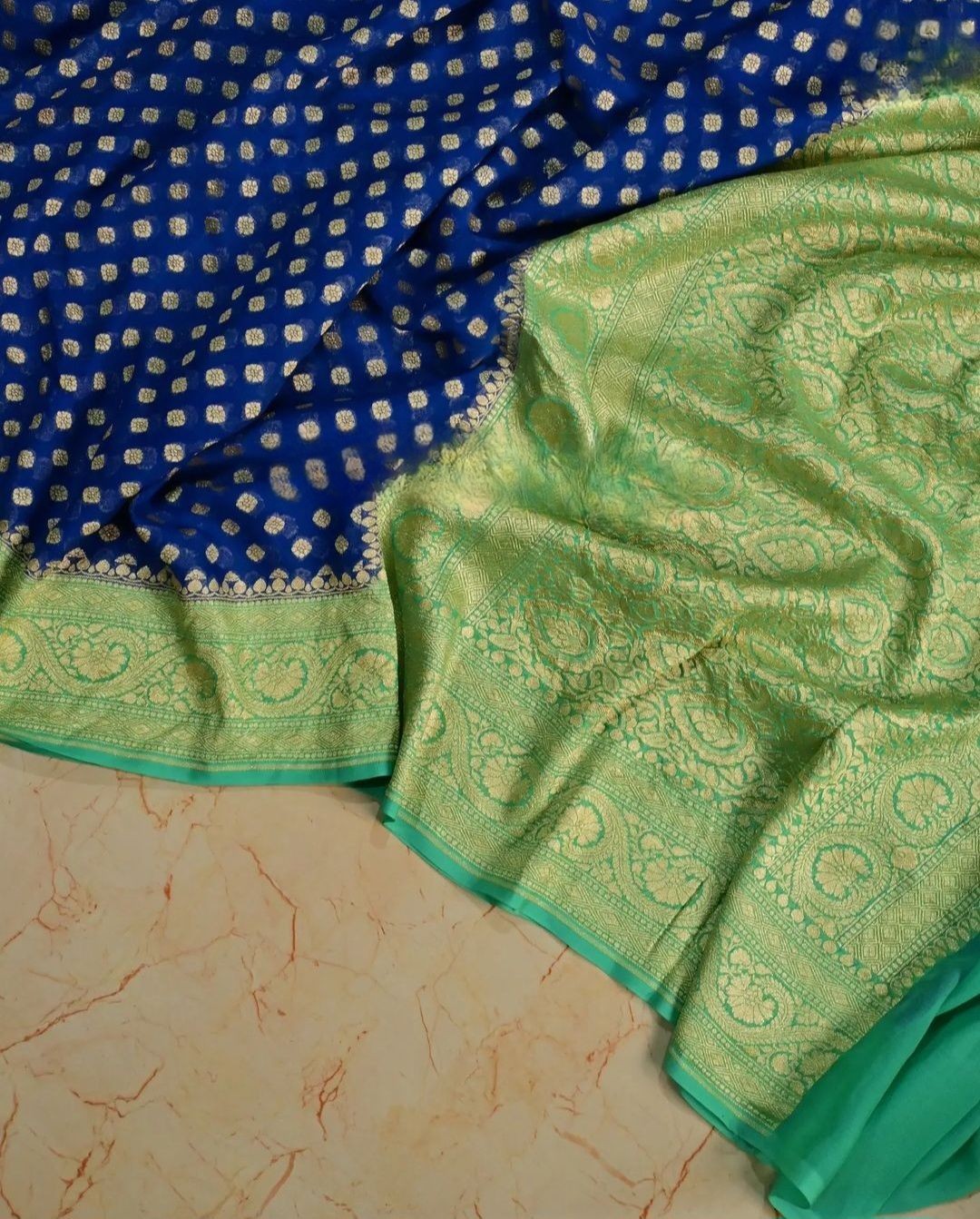Khaddi Georgette Banarasi Saree - Gold zari