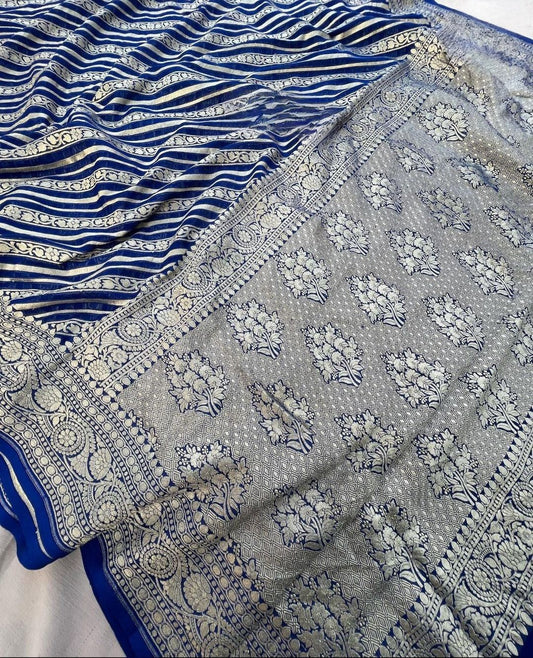 Khaddi Georgette Banarasi Saree - Gold zari