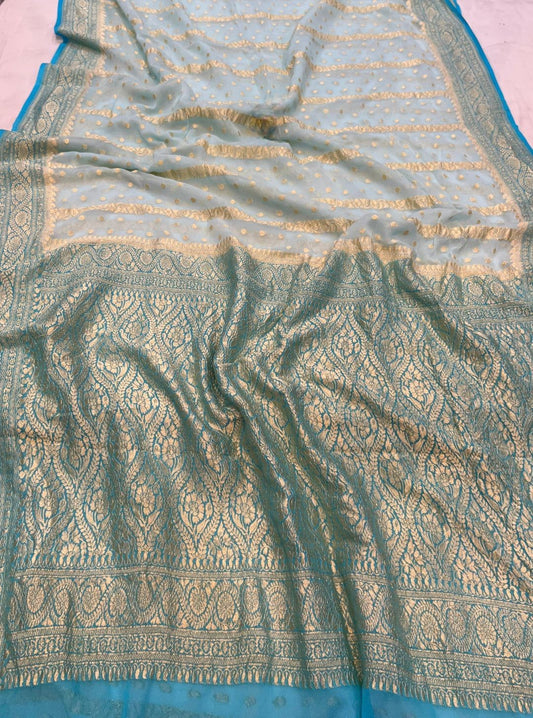 Khaddi Georgette Banarasi Saree - Gold zari