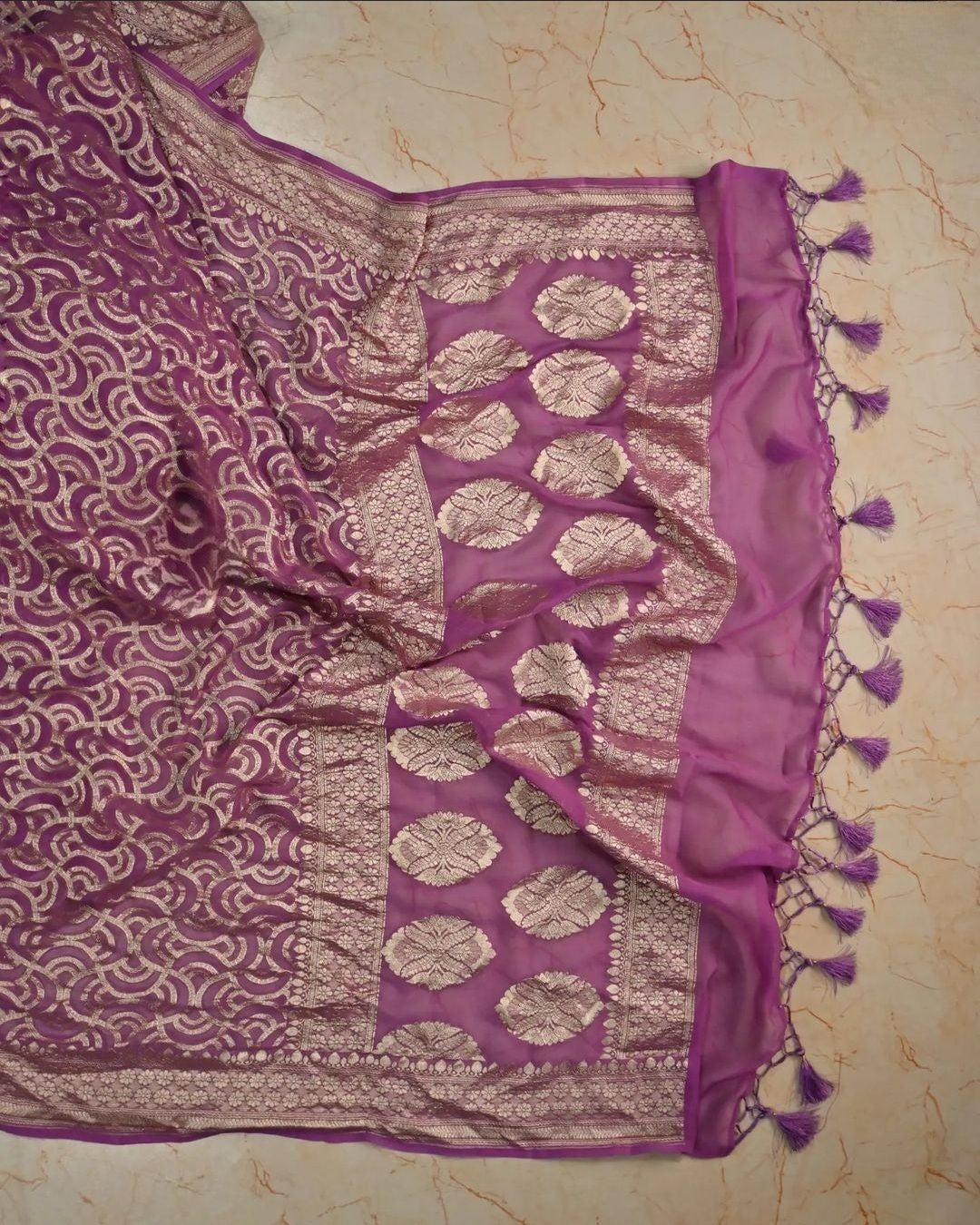 Khaddi Georgette Handloom Banarasi Saree