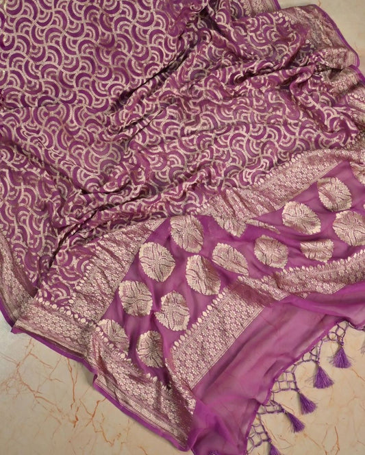 Khaddi Georgette Handloom Banarasi Saree