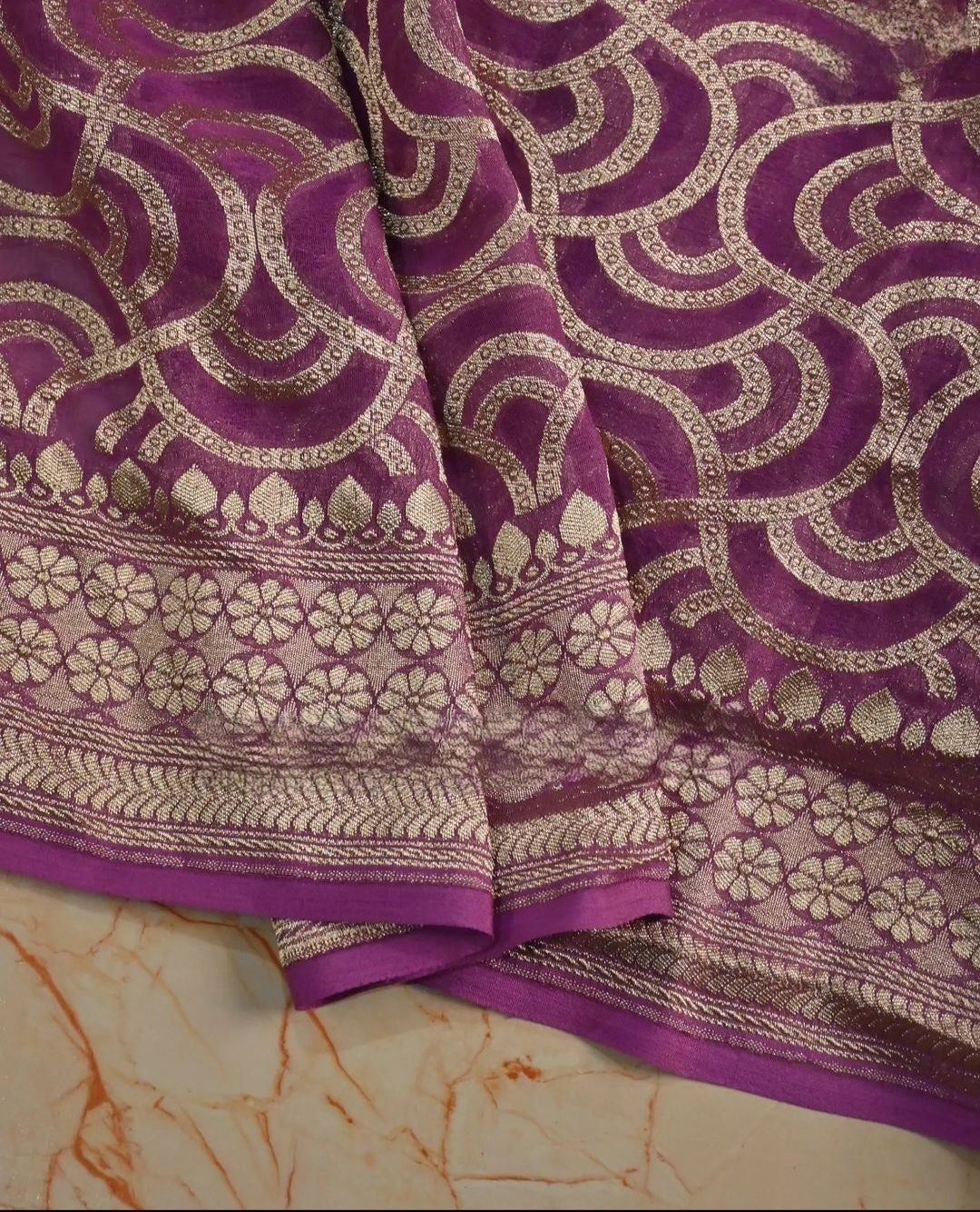 Khaddi Georgette Handloom Banarasi Saree