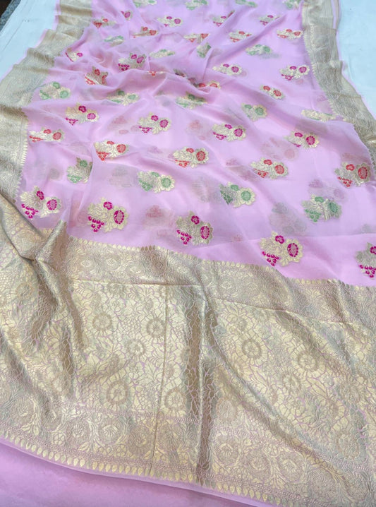 Khaddi Georgette Handloom Banarasi Saree