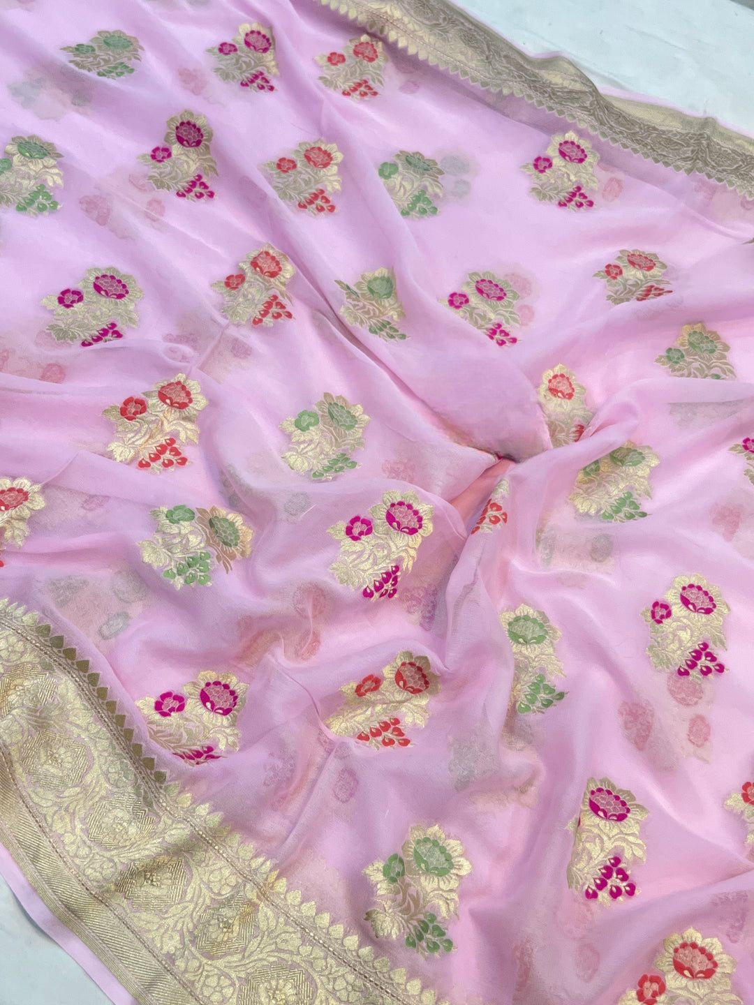 Khaddi Georgette Handloom Banarasi Saree