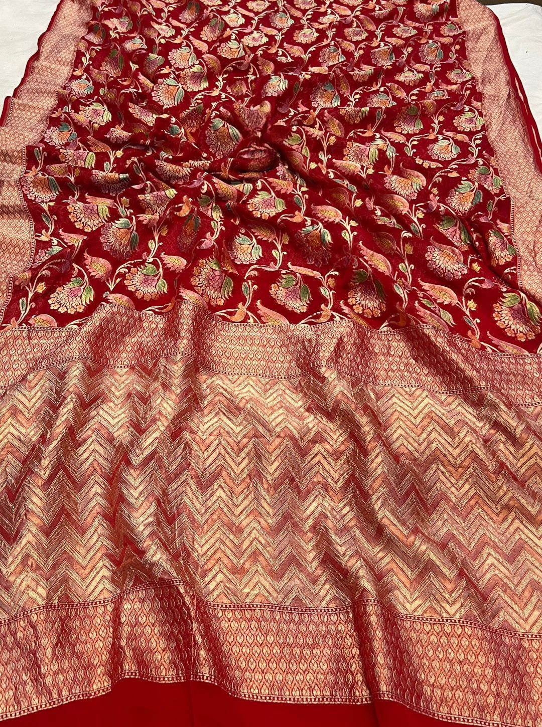 Khaddi Georgette Handloom Banarasi Saree