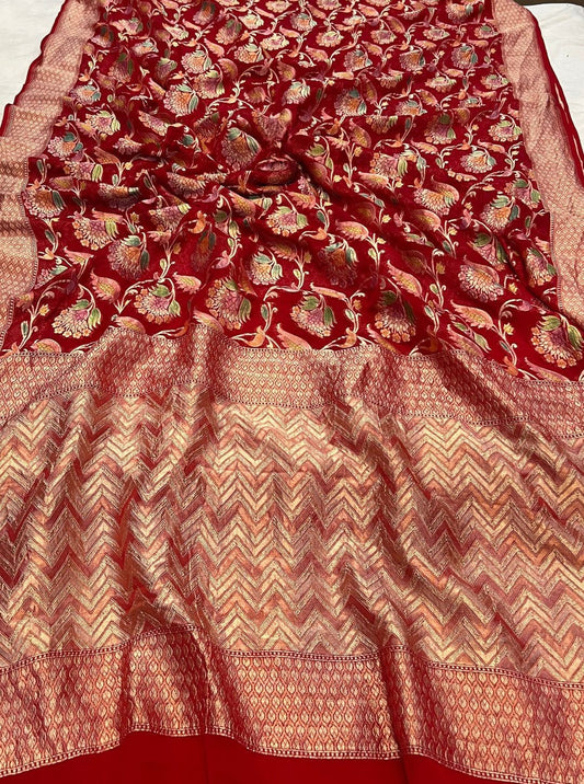 Khaddi Georgette Handloom Banarasi Saree