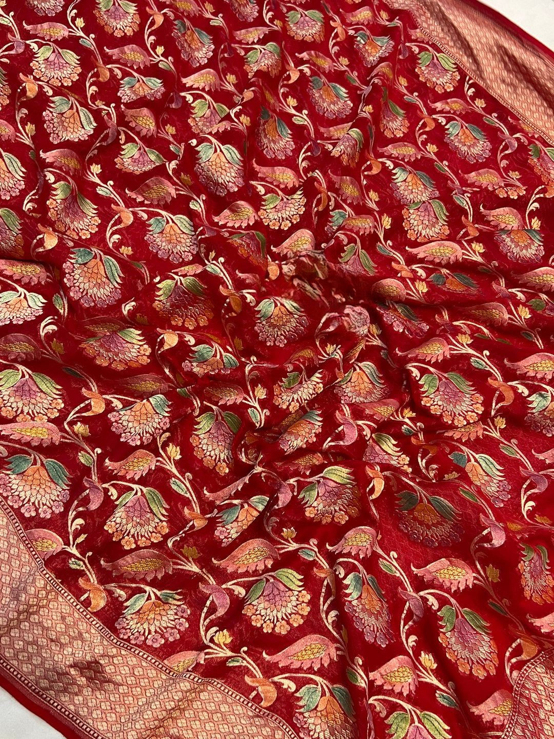 Khaddi Georgette Handloom Banarasi Saree