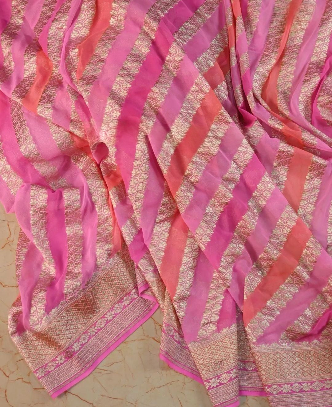 Khaddi Georgette Handloom Banarasi Saree