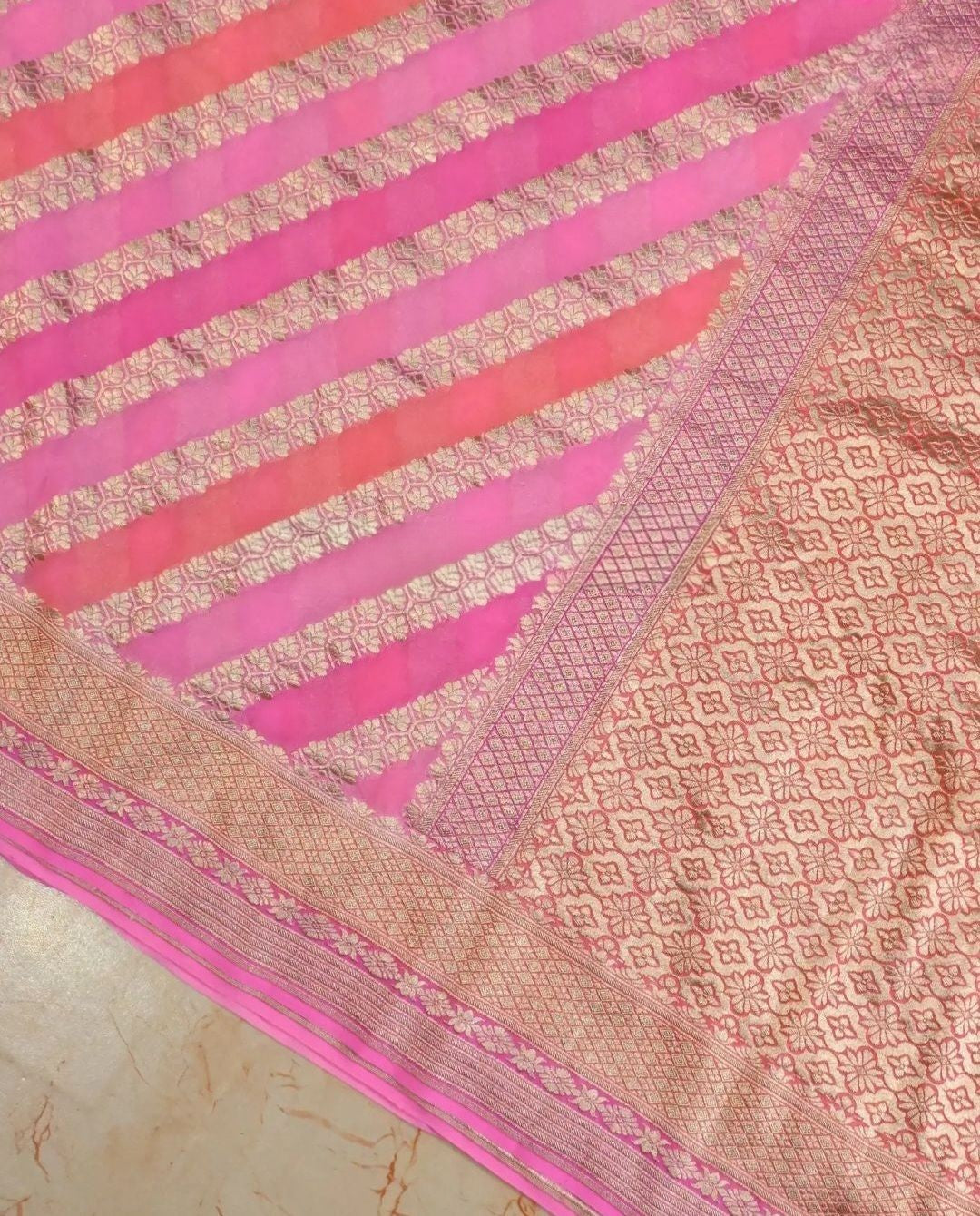 Khaddi Georgette Handloom Banarasi Saree