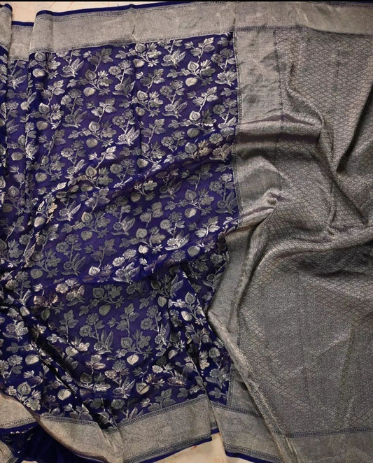 Khaddi Georgette Handloom Banarasi Saree