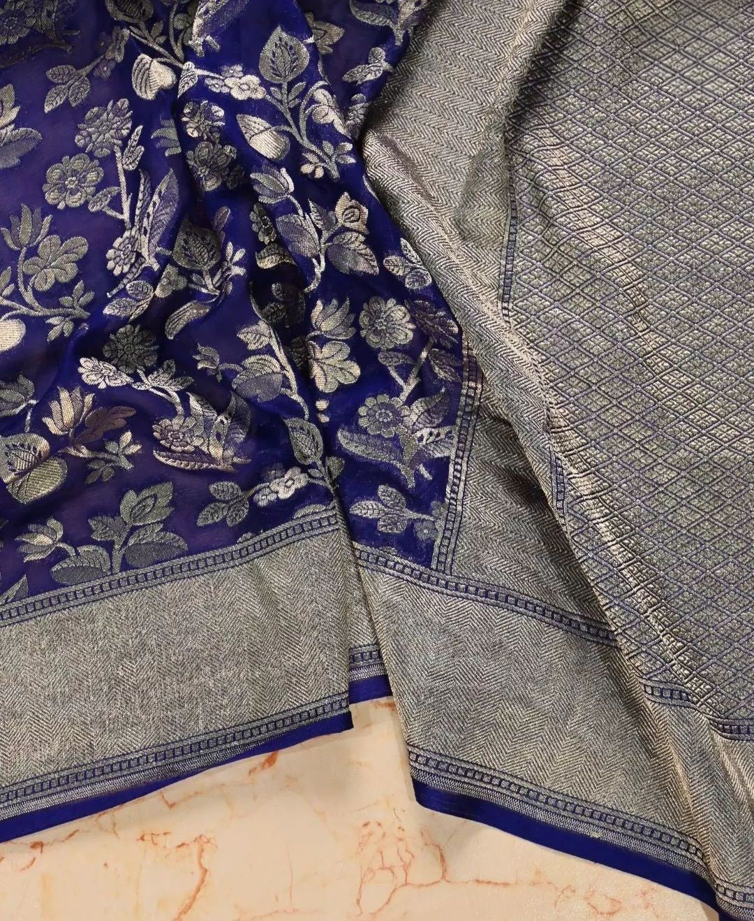 Khaddi Georgette Handloom Banarasi Saree