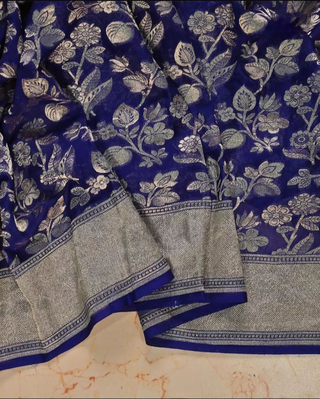Khaddi Georgette Handloom Banarasi Saree