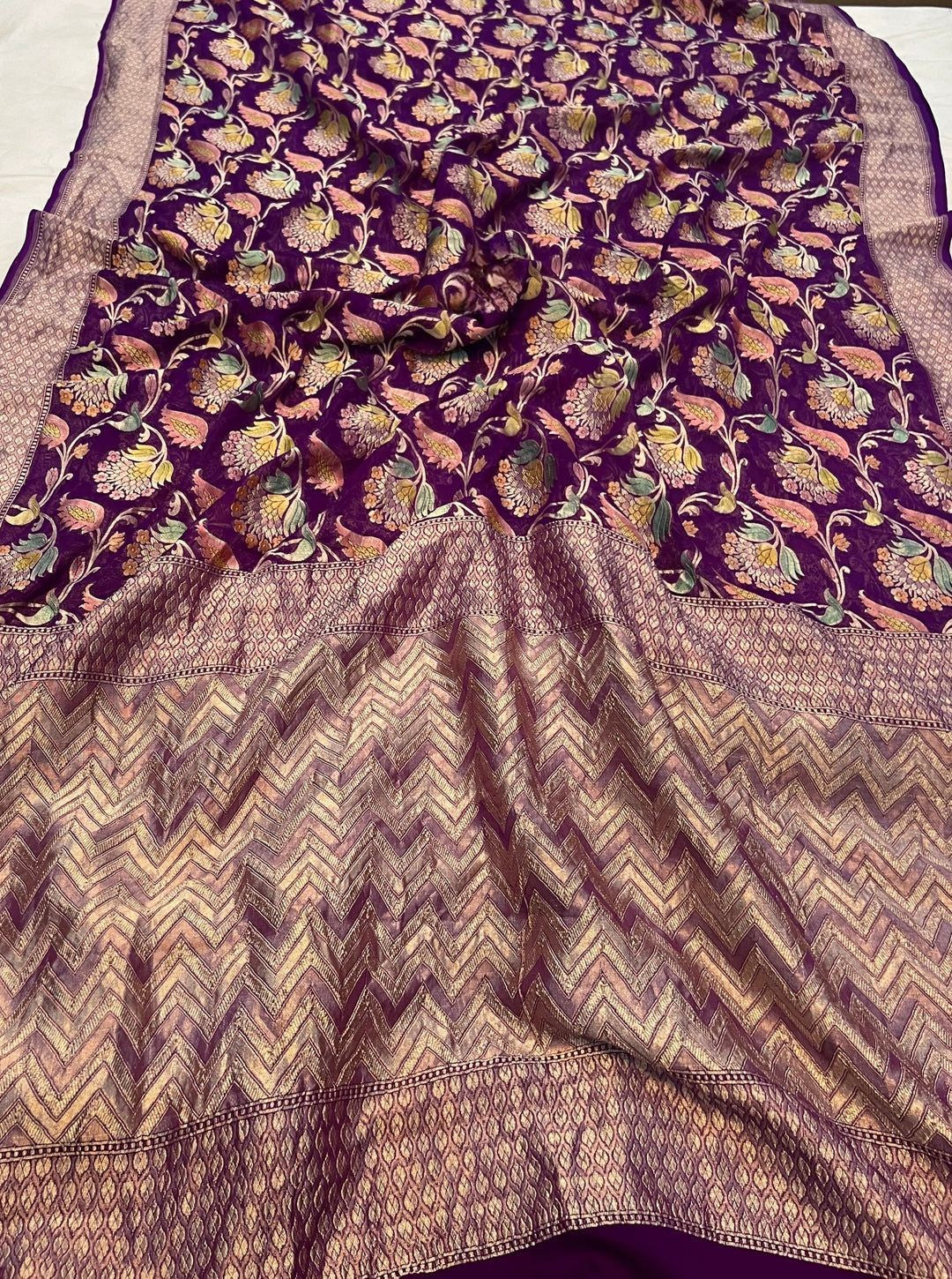 Khaddi Georgette Handloom Banarasi Saree
