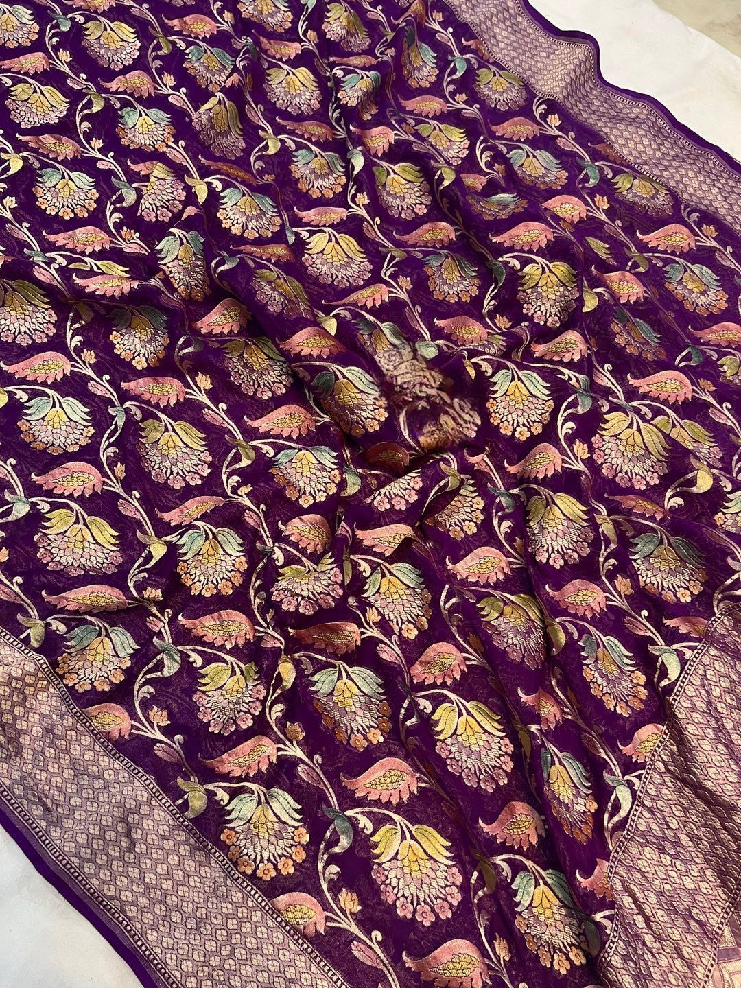 Khaddi Georgette Handloom Banarasi Saree
