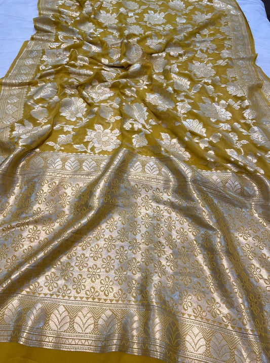 Khaddi Georgette Handloom Banarasi Saree