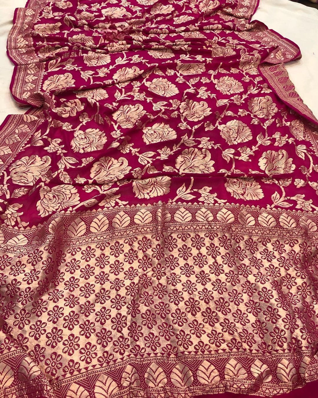Khaddi Georgette Handloom Banarasi Saree