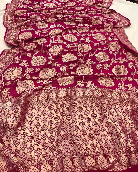 Khaddi Georgette Handloom Banarasi Saree