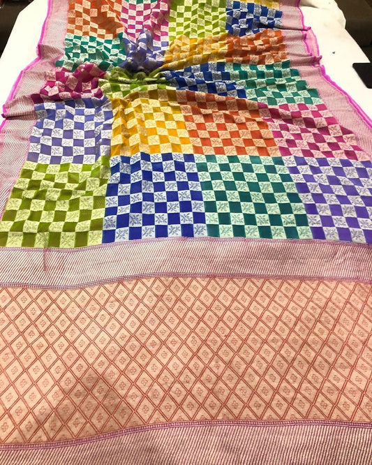 Khaddi Georgette Handloom Banarasi Saree