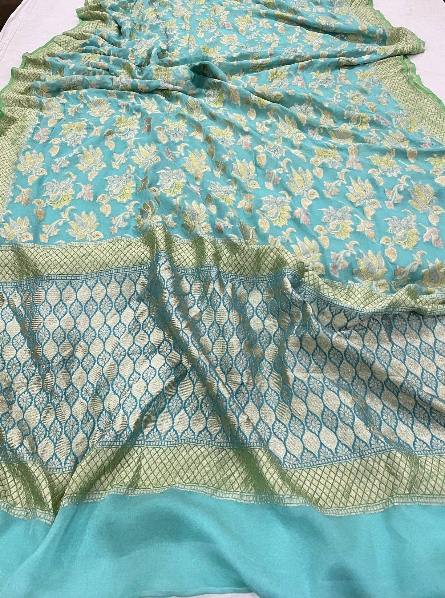 Khaddi Georgette Handloom Banarasi Saree
