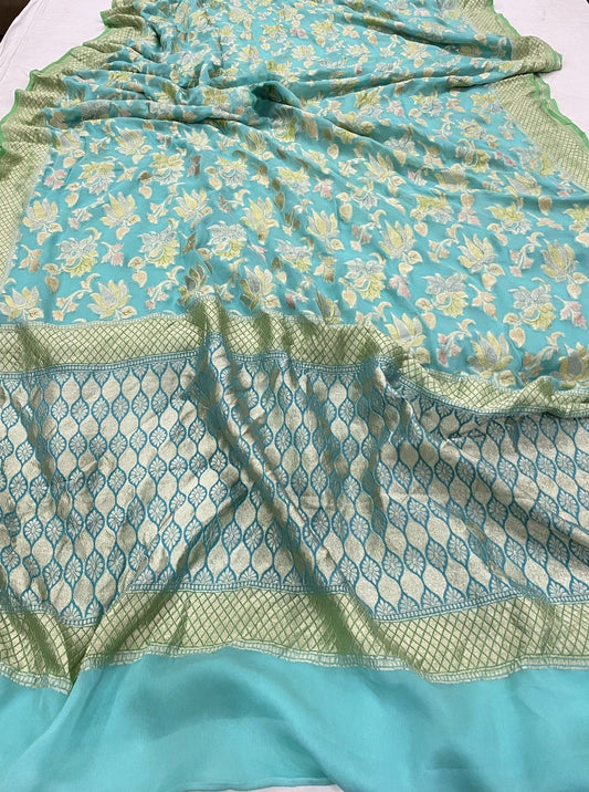 Khaddi Georgette Handloom Banarasi Saree